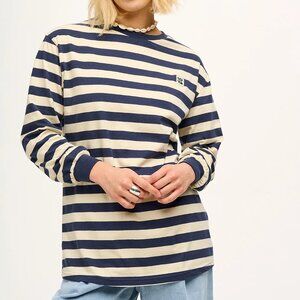 NWT Lucy & Yak Navy Striped Long Sleeved Shirt